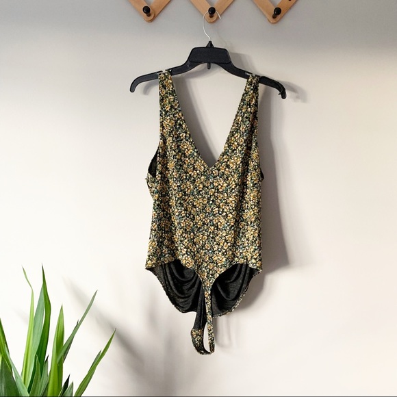 LEITH Ruched Sleeveless Floral Tank Top Mesh Bodysuit | 3X - Picture 3 of 7